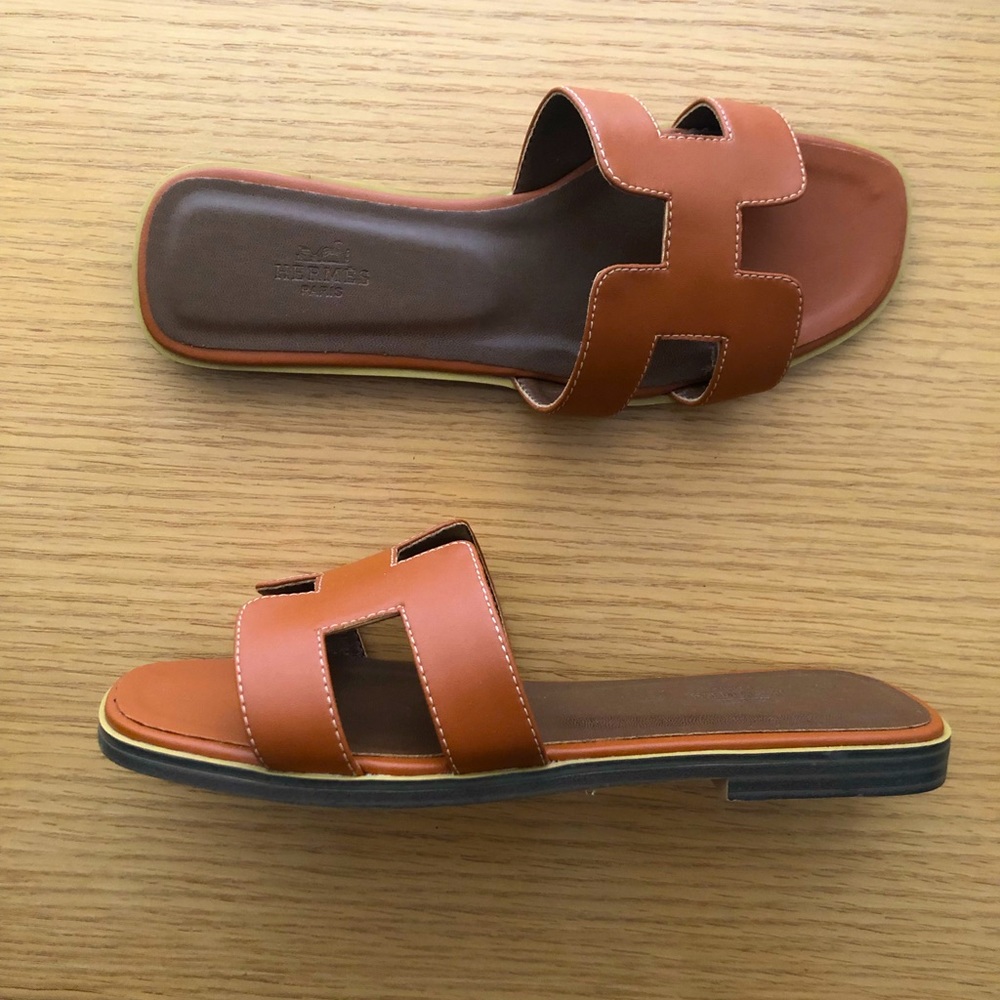 Leather slide sandals Sz 36